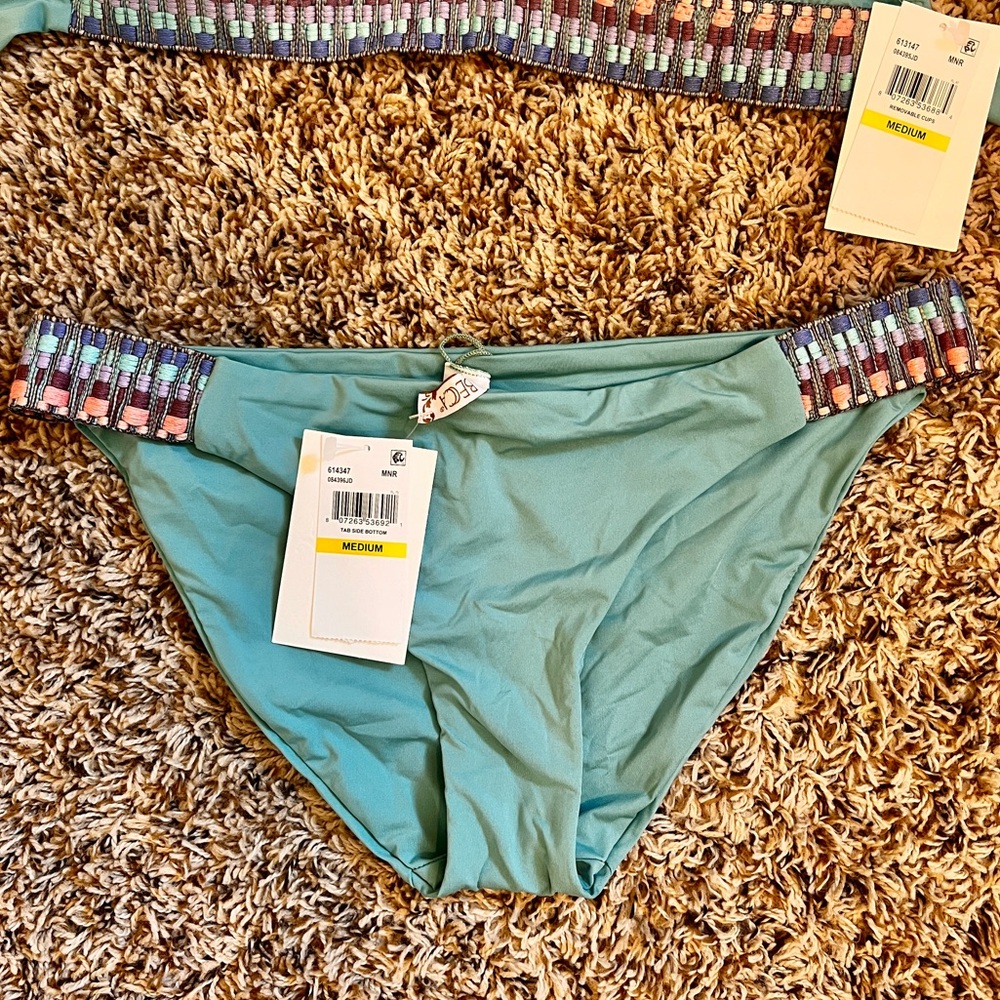 Teal Beaded Bikini Set - Picture 2 of 9